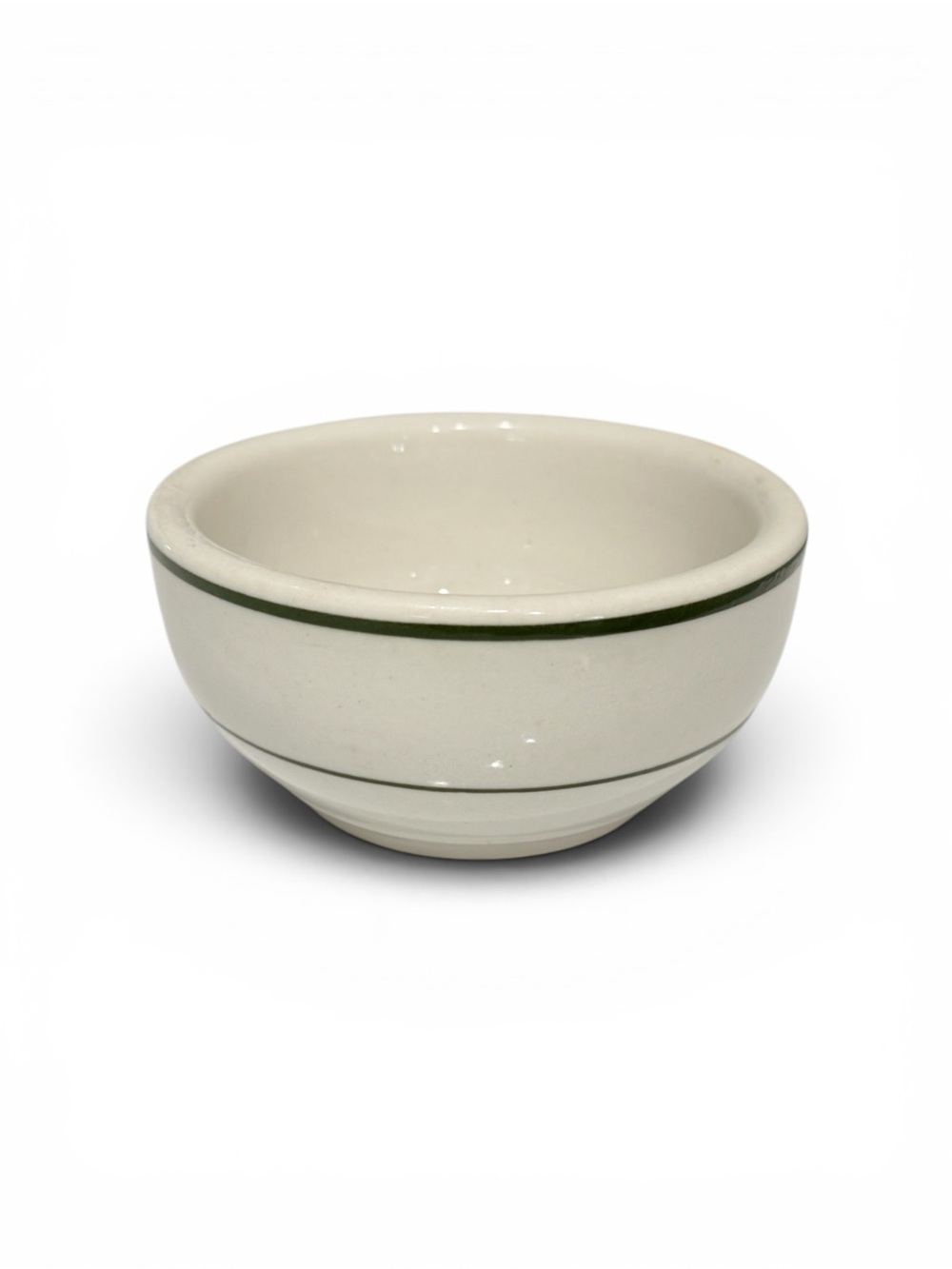 Vintage Thick Chunky White Restaurant Stoneware Bowl with Green Rim - Picture 16 of 16